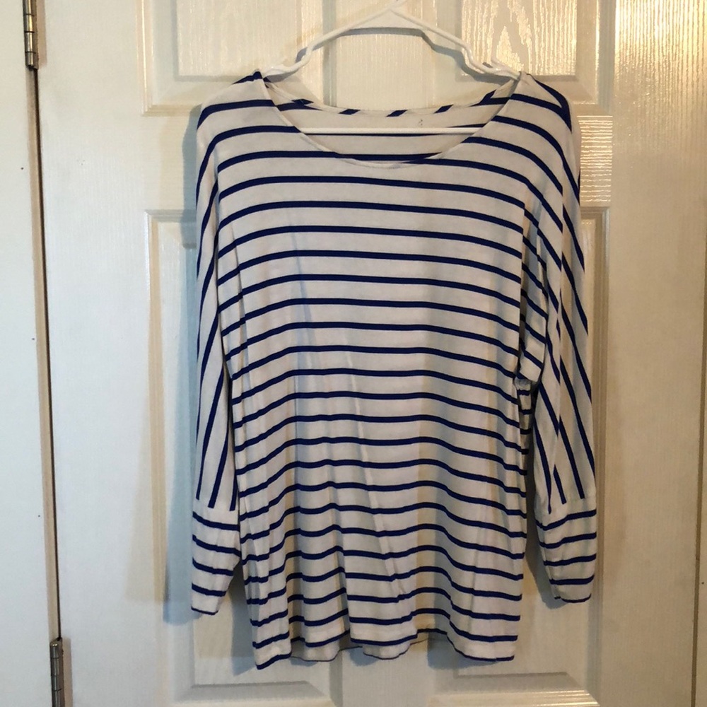 White with blue stripes shirt